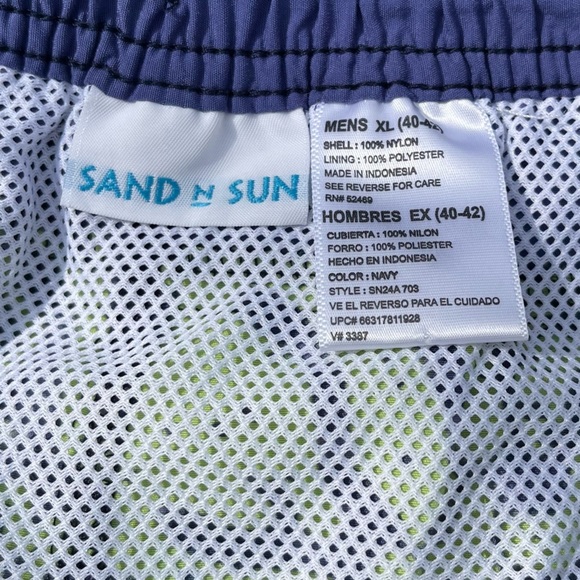 Sand & Sun Mens Swim Shorts Size XL Green blue Floral Lined Beach surf trunks - Picture 3 of 4